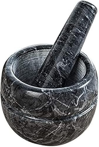 Mortier et pilon en marbre – Broyeur en pierre polie pour écraser et broyer des herbes, des épices, etc