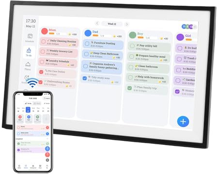Goshyda 15,6in Smart Digital Calender, WiFi -Wandplaner mit 1920x1080 HD -Touchscreen, 3 -Modu -Familien -Chore -Diagramm und App -Steuerung für die Heimorganisation (EU)