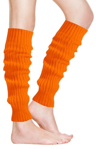 YEAMLTE Stulpen für Damen, Beinstulpen Damen Winter, 80er und 90er Jahre Leg Warmers, Warme Lange Beinwärmer, Stulpen für Schlittschuhe, für Frauen-Karneval, Warme Winteraccessoires (Orange)