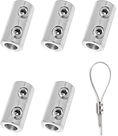 ZIOYANE 5 abrazaderas para cables metálicos, clip para cables de acero inoxidable de doble orificio y cierres resistentes a la oxidación para cables de acero de 1-2 mm, líneas de lavado y aplicaciones