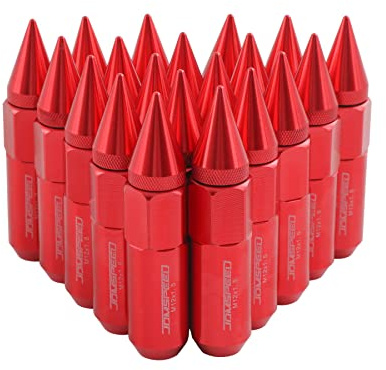 JDMSPEED New Red 20PCS M12X1.5 Cap Spiked Extended Tuner 60mm Aluminum Wheels Rims Lug Nuts