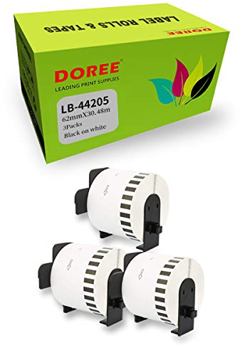 DOREE 3 Rotoli DK44205 62mm×30,48m Etichette continue rimovibili