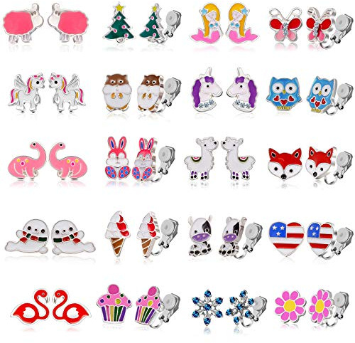 20 Pairs Kids Clip on Earrings for Girls - Easter Clipon Earrings for Little Girls - Christmas Clip-on Earrings Set for Teens Girls -Magnetic Earrings for Girl Kids(#2)