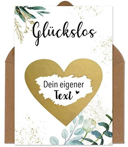 OWLBOOK Rubbelkarte Glückslos zum selber beschriften Karte mit Rubbelherz Gold Geschenke Geschenkideen für Patentante Patin zum Schwangerschaft verkünden