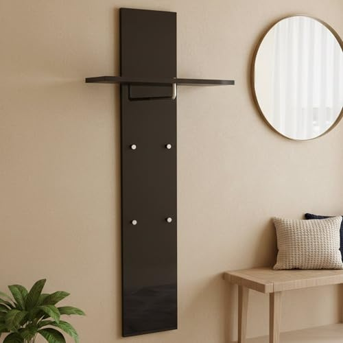 Dmora - Eingangsmöbel Omer, moderner Multifunktionseingang, Mehrzweckschrank für die Eingangshalle, 100 % Made in Italy, 50 x 27 x 140 cm, glänzendes Anthrazit,