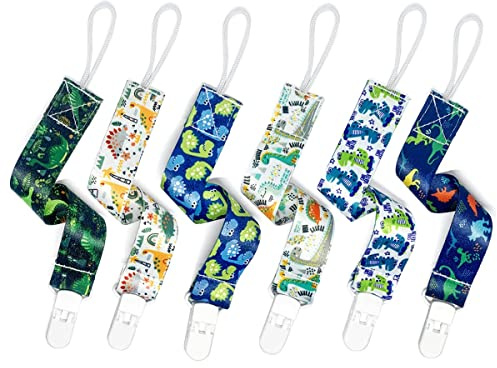 PandaEar Baby Pacifier Clips, 6 Pack Universal Holder Leash for Boys and Girls, Teething Toys Teethers