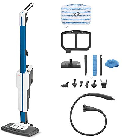Polti Vaporetto SV620_Style, steam mop with portable cleaner, cleans floors and carpets, extra steam function, 15 accessories, vertical parking, blue, (PTGB0087)