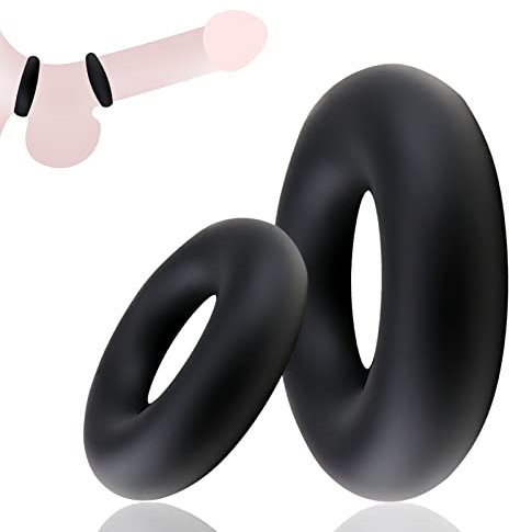 BDSMJOY 2pcs Penisringe Verdickte Runde mit hoher Elastizität, Hodenringe Cockring Penisbondage Eichelring, Potenzsteigerung Erektionshilfen längeren Geschlechtsverkehr Sexspielzeug