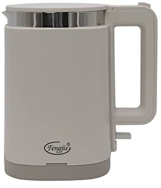 FENGJIE Elektrischer Wasserkocher, 1,0L Edelstahl Teekessel, 1360W BPA Frei Mit Strix Thermostat, Boil-Dry Schutz, Rutschfester Griff, 360° Drehbarer Boden-Grau