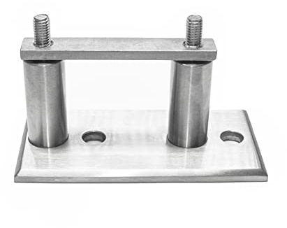 PRIOstahl Pfostenträger Pfostenhalter Wandanker Wandflansch Handlauf Bodenanker x 1 Halter Rechteck Anschluss: Flach für Pfosten Geländerpfosten Rohr Terrasse Wandanschluss aus Edelstahl V2A