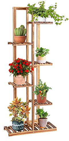 GYMAX Scaffale Porta Piante in Legno, Supporto per Piante in Vaso Interno ed Esterno, Portafiori, Leggera Durevole (Stile 2-50 x 20 x 123 cm)