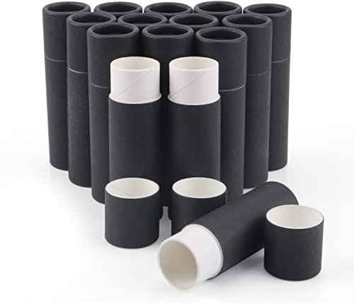 15 Pcs 0.3 oz Paperboard Lip Balm Tubes,Empty Kraft Paper Chapstick Tube Holder,Push-Up Style Biodegradable Solid Perfume Lip Gloss Container for DIY Homemade Balm Container,Natural Packaging- Black