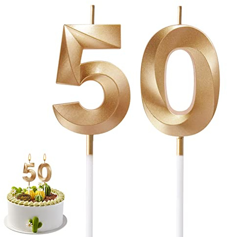AIYONG 50 Compleanno Candele Torta, Candelina Compleanno Numero 50 per Torta di Compleanno, Numero Candele Buon Compleanno Torta Topper Decorazione per Feste di Compleanno Matrimonio Anniversario