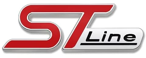 AUTOZOCO Emblema Adhesivo ST Line, Insignia ST, Apto para Lateral, Compatible con Ford, Material Metal, 6 cm Ancho x 2.1 cm Alto, Plateado