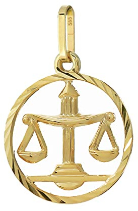 NKlaus Waage Sternzeichen 585 Gelb Gold 14 Karat 15mm Kettenanhänger Horoskop Zodiak 13324