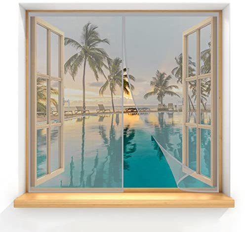 Insektenschutzrollo 50x140cm Grau Insektenschutz Vorhang Fliegenvorhang Magnet BalkonFenster Ohne Bohren HäNde Frei für Wohnzimmer Terrassentür