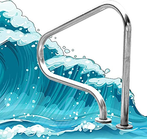 Mains courantes Barres d'appui, rampes de Piscine, Rampe d'escalier de Piscine à 3 courbures en Acier Inoxydable avec Plaque de Renfort à Montage Rapide et échelle d'appui de Piscine à poignée parfai
