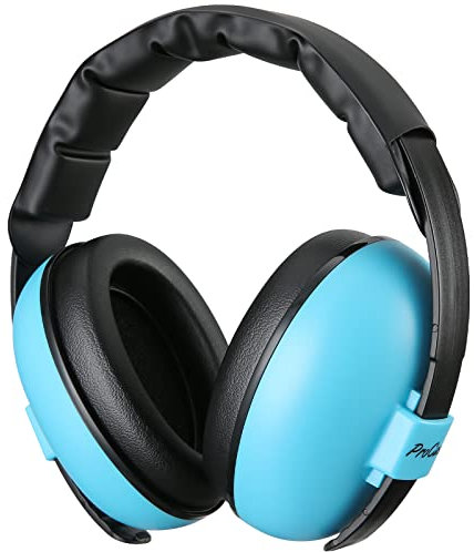 ProCase Cuffie Neonato Antirumore 0-3 Anno,Regolabile Cuffie Antirumore Bambini con Morbido Cuscino, Cuffie di Protezione Dell'udito per Neonati Concerto Aereo Dormire -Blu