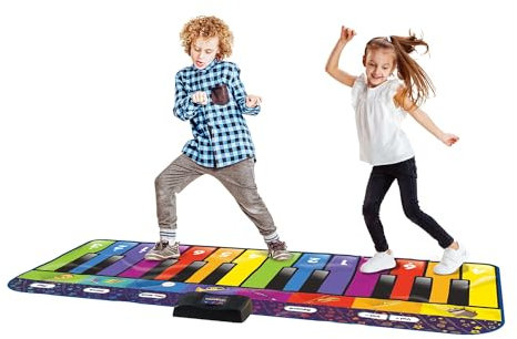ZIPPY MAT Piano Mat for Kids, Giant Musical Keyboard Floor Playmat, 24 Keys, 8 Instrument, Includes Songbook, Party Dance Gift for Boys Girls Toddlers Families (Rainbow)