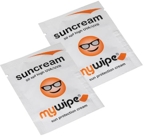 MYWIPE SPF 50 Sun Cream Sachets Single Use Pocket Size for Travel, Festivals, Cycling, Sun & Ski x 20