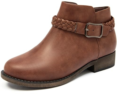 Veittes Women's Ankle Boots, Casual Thick Heel Side Zipper Office Comfort Boots.(2404001,DB/PU,6.5 UK)