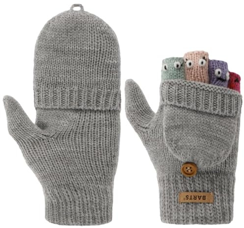 Barts Puppet Kinderhandschuhe Fingerlos Handschuhe Strickhandschuhe Kinder - fingerlose Winter Herbst-Winter - One Size grau