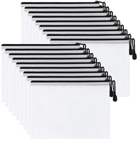 Zip Beutel Klein 18er-Pack A5-Mesh-Reißverschlusstaschen, Aktentaschen mit Reißverschluss, Aufbewahrungstaschen for Brettspiele for Schulbürobedarf und Reisen
