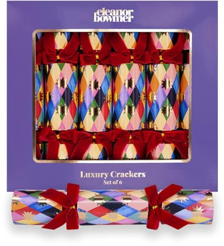 Celebration Crackers Eleanor Bowmer Harlekin Knallbonbons mit künstlerischem Design, recycelbare FSC-Verpackung, 6 x 13 Stück