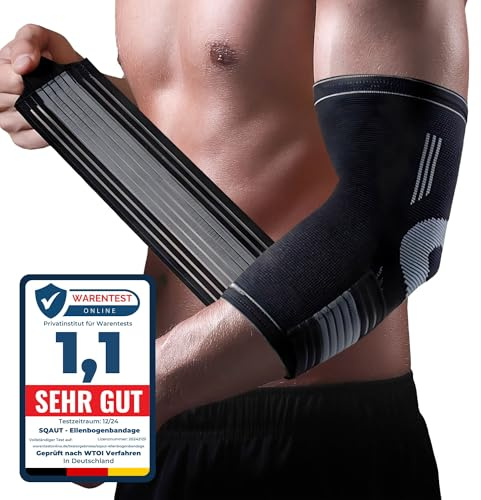 SQAUT Ellenbogenbandage für Sport, Tennisarm & Golferarm Ellenbogen Bandage | Ellbogen Stütze mit Verstellbare Kompressionsband Armbandage Elbow Brace Support Herren und Damen