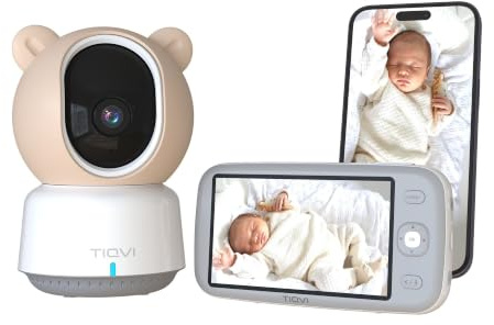 Tiqvi Smart Babyphone mit Monitor Kamera & App 1080P WiFi & Calex | Hilft Wohnung oder Büro im Blick zu behalten mit smarter Bedienung und praktischen Meldungen