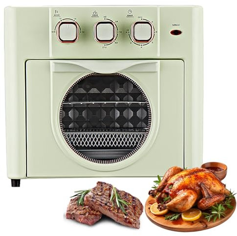 Electric Multi-function Air Fryer Toaster Oven Combo - 18L Large-capacity With 3 Mechanical Knob, Temperature Control & Timer, 360° Hot Air Circulation - Green