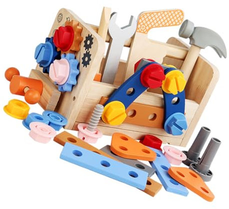 Yardwe 1Satz Multifunktionales Holzspielzeug Für Lernspielzeug Mit Schraubenschlüssel Und Pädagogisches Werkzeugset Für Kreatives Und Kognitive Entwicklung Für Jungen