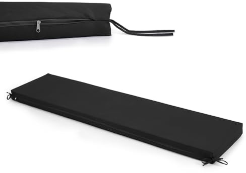 Warmiehomy Garden Bench Cushion 2 Seater, 100CM Waterproof Bench Seat Pad Long Bench Cushion Outdoor with Removable Cover & Non-Slip Straps, 8CM Thick Seat Cushions for Dining Bench Indoor(Black)