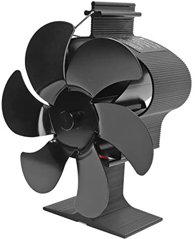 Baxnore Ventilador de estufa con alimentación de calor 6 cuchillas Ventilador de chimenea Autoinjunto de la estufa de madera ecológica LT380 Negro de 152 mm de diámetro para hornos de