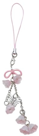 AOOOWER Stylisches Handy-Schlüsselband, modischer Schlüsselanhänger, Motiv: Maiglöckchen, Handykette, Blumenkamera-Anhänger für den Alltag, 14.6cm, Metalllegierung, glasiert, Kein Edelstein