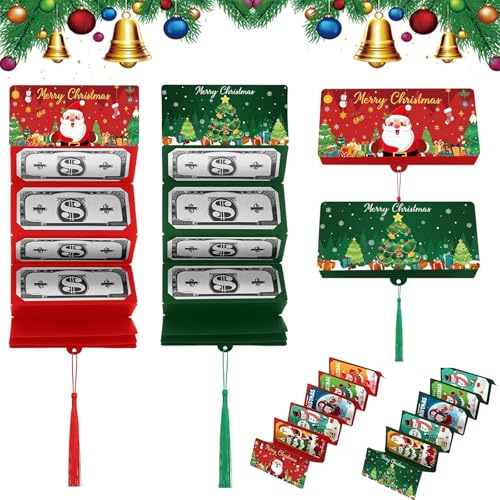 FOSDICK 4 Pezzi Biglietti Natale Porta Soldi, Creativo Biglietto Natale Porta Soldi, Biglietti Portasoldi Natale, Biglietti Natalizi Portasoldi, Pieghevole Biglietto Natalizio per Banconote, Buoni