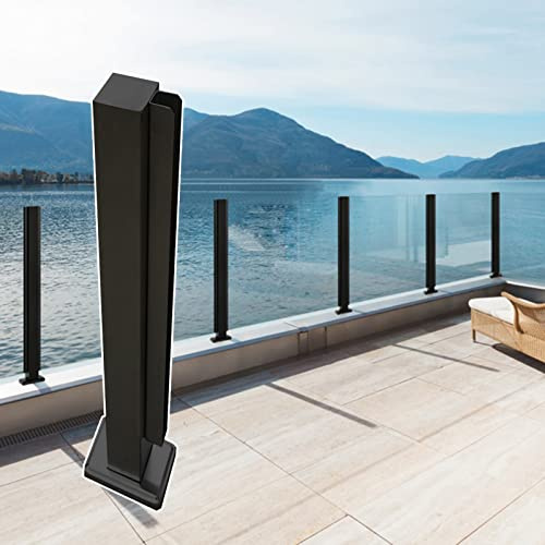Barandilla de cristal negra para terraza, 105 cm de altura, valla de seguridad para piscina, moderno sistema de barrera para exteriores, conector de barandilla de vidrio elegante