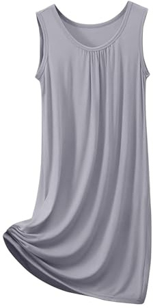Chemise de nuit pour femme - Chemise de nuit d'été - Chemise de nuit confortable - Col rond - Sans manches - Pour la maison - Vêtement de détente - Décontracté - Basique - Pour femme