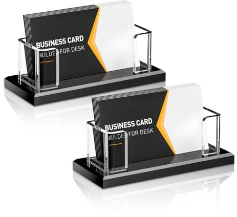 Msiud 2 Piezas AcríLicos Para Tarjetas de Visita, 1 Ranura Soporte Horizontal Transparente Organizador Visita Contener Entre 60-80 Tarjetero AcríLico Transparente Oficinas Ferias