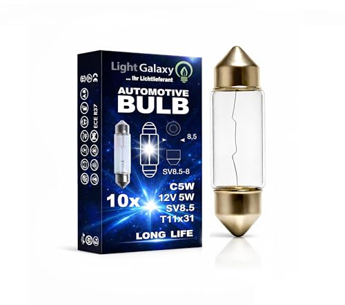 Light Galaxy ... Ihr Lichtlieferant Soffitte 31mm C5W 12V 5W SV8.5 für Auto Anhänger Innenraum Kennzeichen Kofferraum Beleuchtung – 10er Set