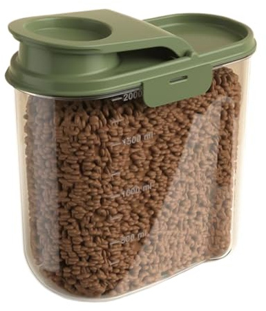 Générique Conteneur À Croquettes | Bac Nourriture Animaux 2 Litres | Grand Dispensateur Alimentaire Hermétique Visible Anti-Humidité Anti-Poussière - Pour Maison Garage Cellule Épicerie