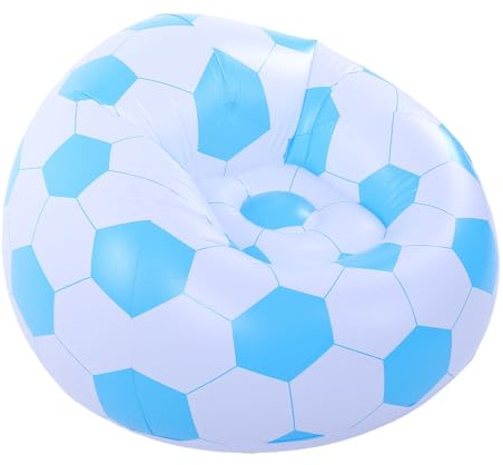 Aramox Aufblasbare Sitzsack, PVC Tragbar Indoor Outdoor Luftsofa mit Fußball-Design für Reisen, Balkon, Büro & Picknicks, Blau