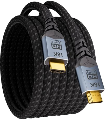 CABLAPTOP cable hdmi 5m,Câble HDMI 2.2, 8K 10K 16K 60Hz 4K 480Hz HDR Dynamique HDCP eARC Dolby Atmos Haute Vitesse 96Gbps Aluminium Compatible avec Moniteur HDTV game console PC Projecteur