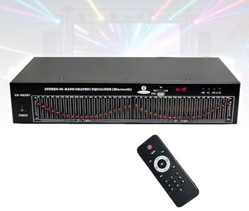 HKFGSHOP Equalizzatore Stereo a Doppia Banda da 20 Bande, Controller Effetti Audio Digitali, con Bluetooth E Telecomando, Riduzione del Rumore, per Studi di Registrazione, KTV