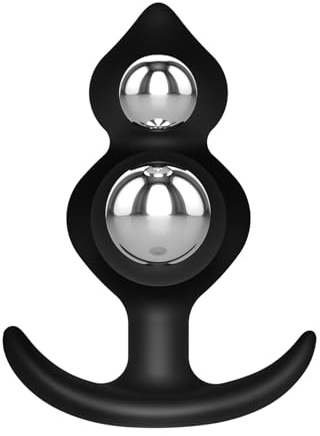 Double-Bead Butt Plug, Anal Plug with Internal Balls, Silicone Anal Beads for Beginner & Advanced Player, Weighted Anal Dilator for Woman Man, Sex Toyscouples for Couples Gay Lesbian (11cm)