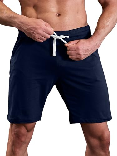 JMIERR Men's Cotton Shorts Casual Elastic Waist Drawstring Summer Beach Shorts
