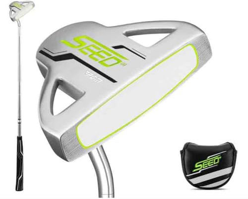 Palo de golf para niños, semilla III para diestros, palo de práctica con cubierta para la cabeza, longitud 66-83.8 cm (verde, longitud 33 pulgadas)