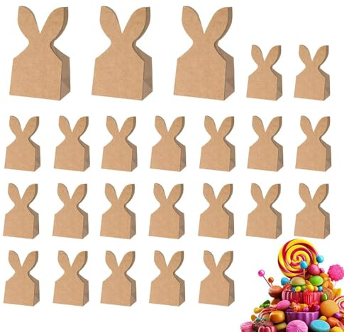 -Süßigkeitentüten 24 Stück rustikale Papier-Hasenohren | Mehrweg-tüten für Süßigkeiten Für , Goodies, Snacks, Kekse, Schokolade, Kuchen, Spielzeug &