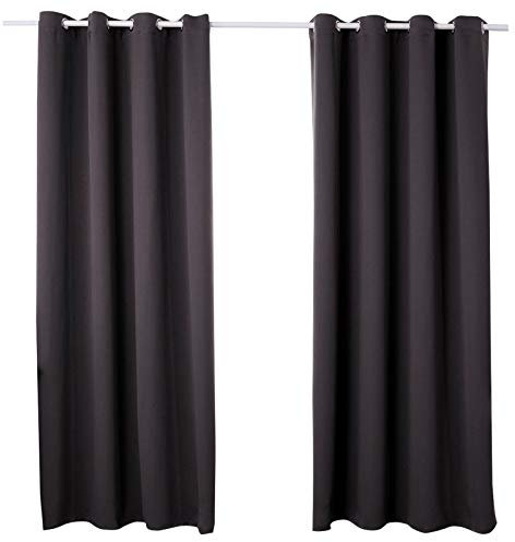 WOLTU 2er Set Gardinen mit Ösen, Verdunklungsvorhang für Wohnzimmer Schlafzimmer, Blickdicht, gegen Kälte und Hitze, 250g/m² Dicke, Anthrazit