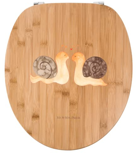 Mr. & Mrs. Panda Motiv WC Sitz Schnecken Liebe - Geschenk, Toilette, Klobrille, Klodeckel, Pärchen, Toilettendeckel, Hocheitstag, Partner, WC-Sitz,